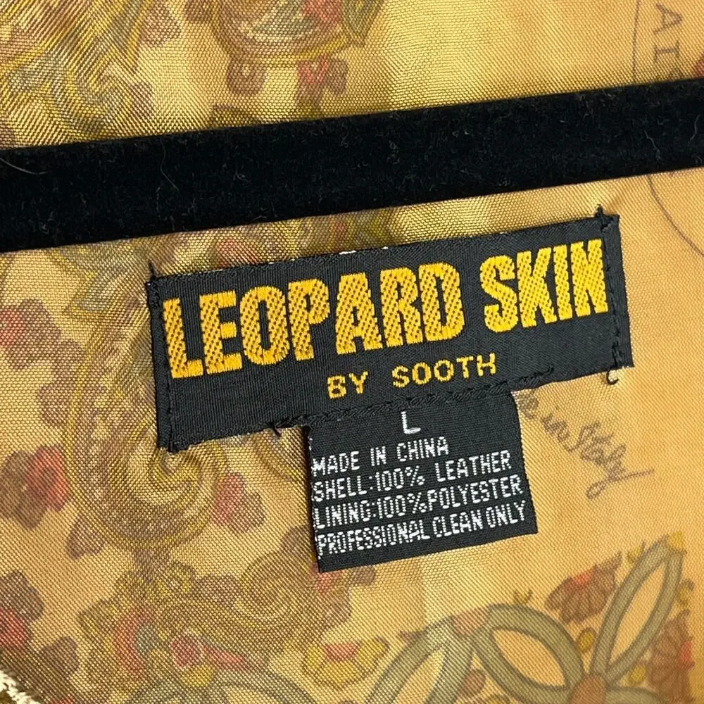 Leopard Skin by Sooth 90s Crotchet 100% Real Leather Vest Cheetah Print Vintage - Picture 3 of 8